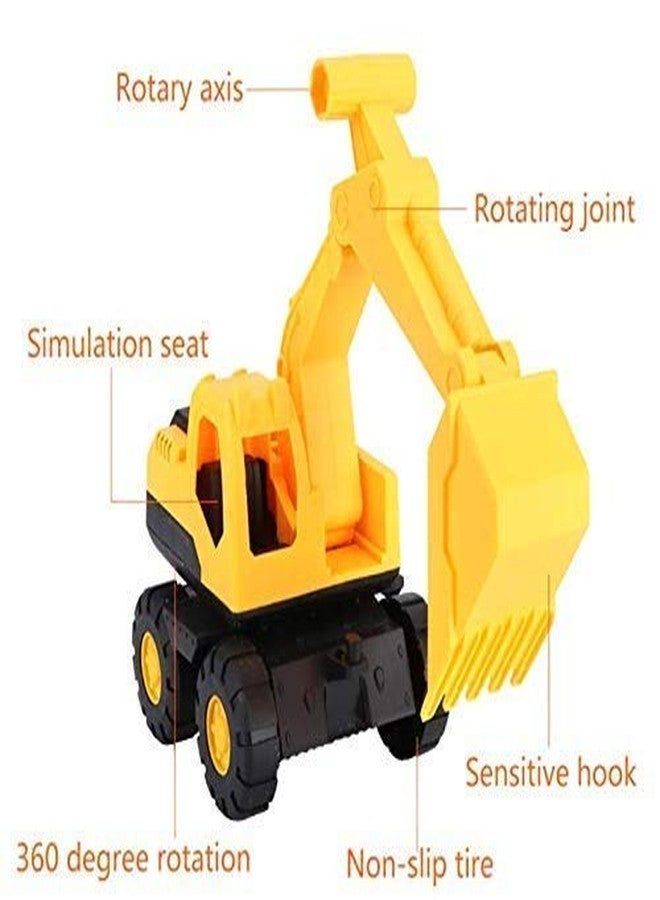 EYESIGN Unbreakable Excavator Mini 21 X 19 Size Pull Back Push And Go Plastic Construction Vehicle Toys Truck Set +3 Year Best Gift For Girls Boys Pack Of 1, Yellow - Image 5